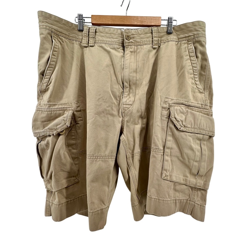 VTG Polo Ralph Lauren Mens 42L Cargo Shorts Paratrooper Utility Chino Tan